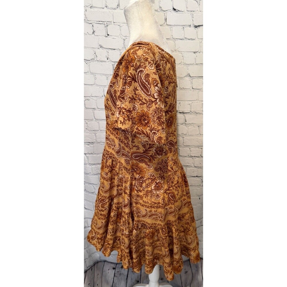 Patrons of Peace Women's Border Print Toluca Dress Orange Boho Small - Picture 4 of 9